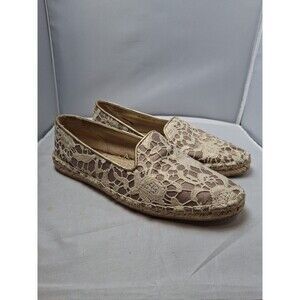 COLE HAAN Women's Lace Floral Espadrilles Flats Beige Gold Metallic Size 6 B
